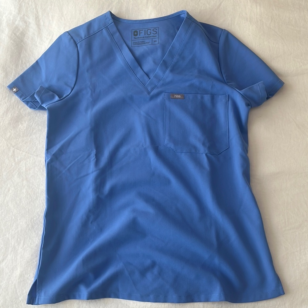 Figs scrub top - ciel blue